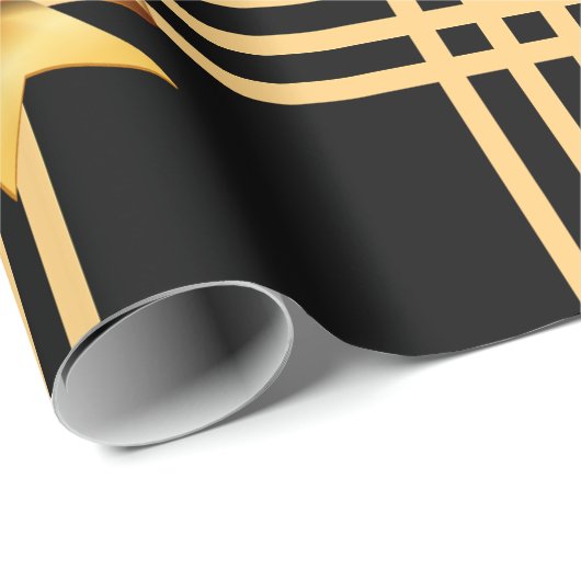 Elegante Gold Band im schwarzen Hintergrund Weihna Geschenkpapier (Rolleneckpunkt)