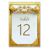 Elegante Gold Barock Hochzeit Tischnummer (Rückseite)