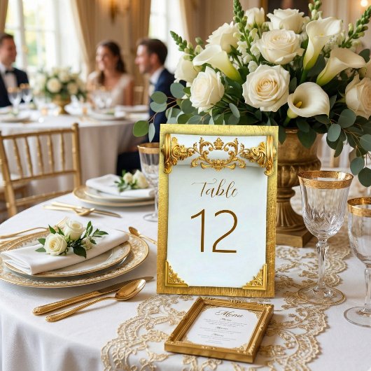 Elegante Gold Barock Hochzeit Tischnummer