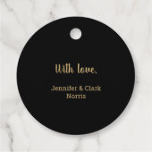 Elegante Gold Baubles Weihnachts-Ornamente auf dem Geschenkanhänger (Rückseite)