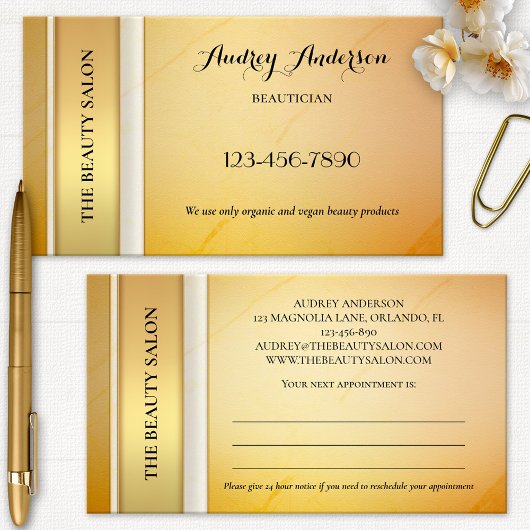 Elegante Gold Beauty Beauty Beauty Business Card Terminkarte
