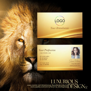 Elegante Gold Beige Curve Dekoration mit Logos und Visitenkarte