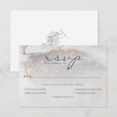 Elegante Gold berichtet Silver Gray Wedding RSVP Karte (Vorne/Hinten)