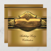Elegante Gold Birthday Party Mens Einladung (Vorne/Hinten)