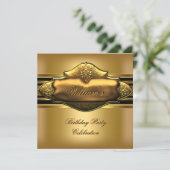 Elegante Gold Birthday Party Mens Einladung (Stehend Vorderseite)