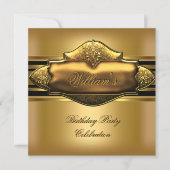 Elegante Gold Birthday Party Mens Einladung (Vorderseite)