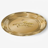 Elegante Gold Birthday Party Paper Plate Pappteller (Schrägansicht)