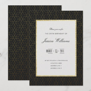 Elegante Gold & Black 25. Geburtstagsparty Einladung