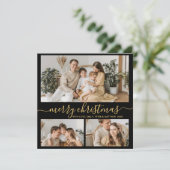 Elegante Gold Black 3 Foto Collage Weihnachten (Stehend Vorderseite)