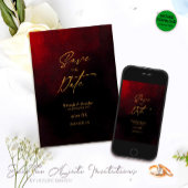 Elegante Gold Black and Red Wedding Save The Date