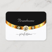 Elegante Gold Black and White Monogram Diamonds Visitenkarte (Vorderseite)