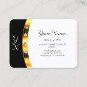 Elegante Gold Black and White Monogram Diamonds Visitenkarte (Rückseite)