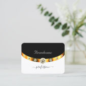 Elegante Gold Black and White Monogram Diamonds Visitenkarte (Stehend Vorderseite)