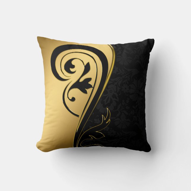 Elegante Gold & Black Art Design Wohngestaltung Kissen (Vorderseite)