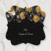 Elegante Gold Black Balloons Confetti Wedding Geschenkanhänger (Vorderseite)