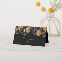 Elegante Gold Black Balloons Confetti Wedding
