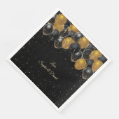Elegante Gold Black Balloons Confetti Wedding Serviette (Ecke)