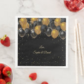 Elegante Gold Black Balloons Confetti Wedding Serviette (Beispiel)