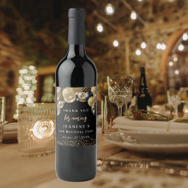 Elegante Gold Black Balloons Vielen Dank für Ihre Weinetikett