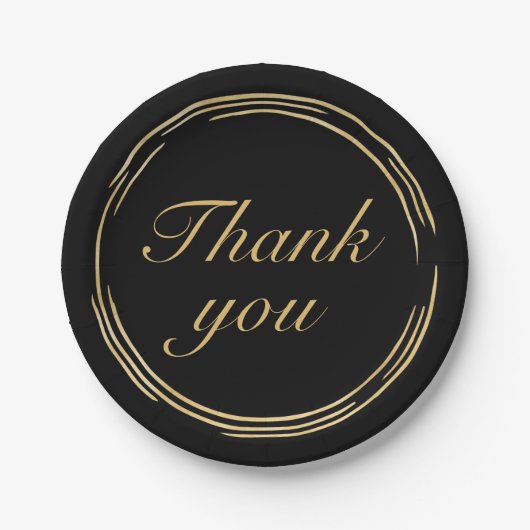 Elegante Gold Black Birthday Party Danke Pappteller (Vorderseite)