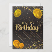 Elegante Gold & Black Birthday Party Einladung (Rückseite)