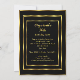 Elegante Gold Black Birthday Party Moderne Einladung