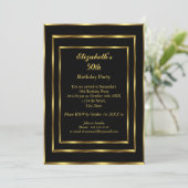 Elegante Gold Black Birthday Party Moderne Einladung (Stehend Vorderseite)