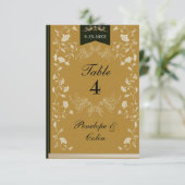 Elegante Gold Black Book Cover Wedding Tischnummer (Stehend Vorderseite)