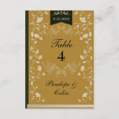 Elegante Gold Black Book Cover Wedding Tischnummer (Rückseite)
