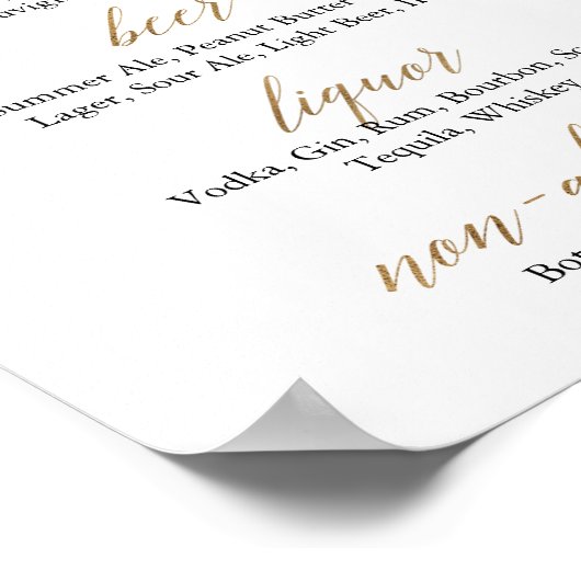 Elegante Gold & Black Calligrafy Wedding The Bar Poster (Ecke)