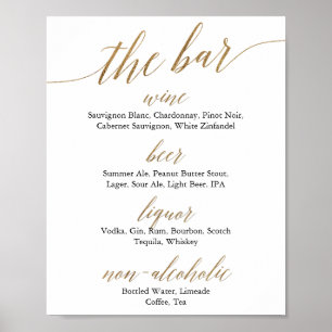 Elegante Gold & Black Calligrafy Wedding The Bar Poster