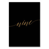 Elegante Gold Black Calligraphy Neun Tischnummern (Vorderseite)