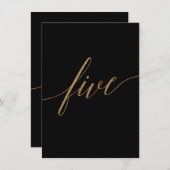 Elegante Gold & Black Calligraphy Tischnummer 5 (Vorne/Hinten)