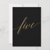 Elegante Gold & Black Calligraphy Tischnummer 5 (Vorderseite)