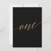 Elegante Gold & Black Calligraphy Tischnummer One (Vorderseite)