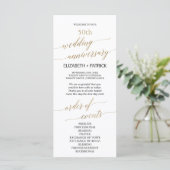 Elegante Gold Black Calligraphy Wedding Anniversar Programm (Stehend Vorderseite)