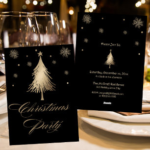 Elegante Gold Black Christmas Party Einladung
