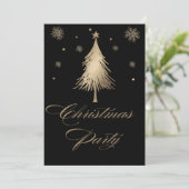 Elegante Gold Black Christmas Party Einladung (Stehend Vorderseite)