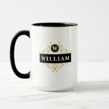 Elegante Gold Black Customizable Monogram Tasse