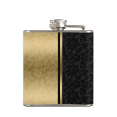 Elegante Gold Black Damask Flachmann (Rückseite)
