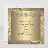 Elegante Gold Black Damask Party Einladungen (Rückseite)