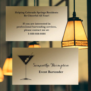 Elegante Gold Black Event Barkeeper Business Card Visitenkarte