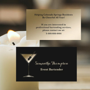 Elegante Gold Black Event Barkeeper Business Card Visitenkarte
