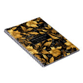 Elegante Gold Black Floral Blätter Botanische Schr Notizblock (Rechte Seite)