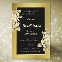 Elegante Gold Black Floral Produktetiketten Beauty Lebensmitteletikett