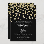 Elegante Gold & Black Glitzer Confetti Minimalisti Einladung (Vorne/Hinten)