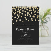 Elegante Gold & Black Glitzer Confetti Minimalisti Einladung (Stehend Vorderseite)