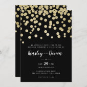 Elegante Gold & Black Glitzer Confetti Minimalisti Einladung (Vorne/Hinten)