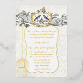 Elegante Gold Black & Gray Birdcage Hochzeit Folieneinladung (Vorderseite)