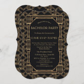 Elegante Gold Black Great Gatsby 20s Bachelor Part Einladung (Vorne/Hinten)